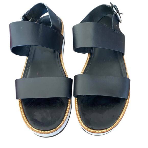 Vince Mana Platform Black White Leather Women's Sandals size 9 - Picture 3 of 10